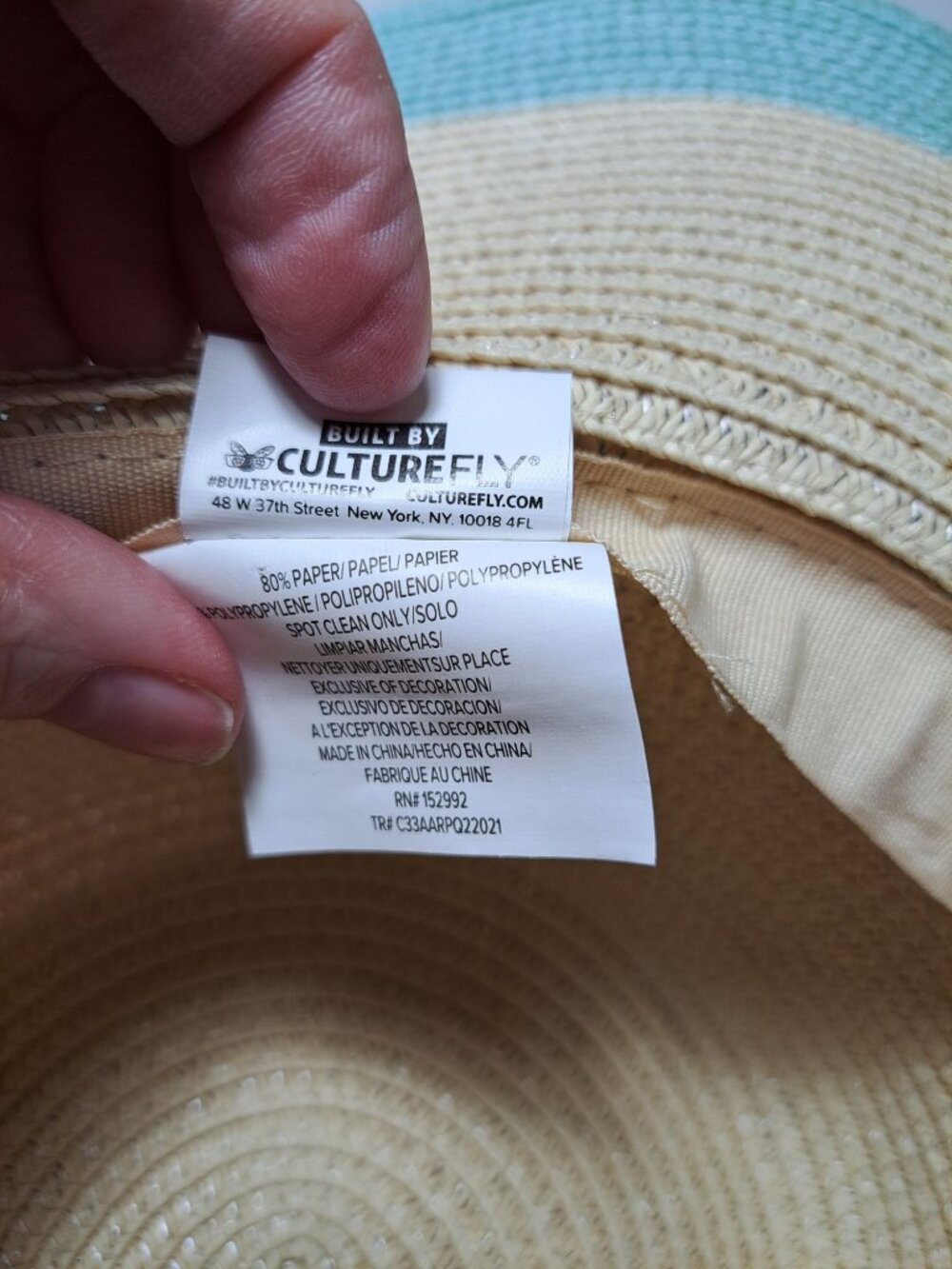 New Culturefly Wide Brim Sun Derby Hat Two-Tone Straw Hat Braided Accent Band - Picture 5 of 12